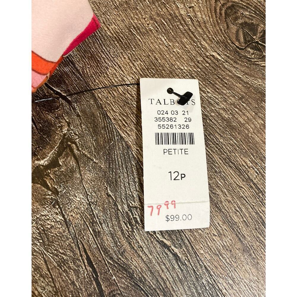 Talbots Women's Floral Print Perfect Crop Pants Size 12P Orange Pink Cotton New - Picture 3 of 11